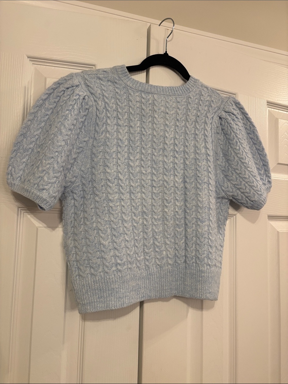 Sincerely Jules | S | Baby Blue Cable Knit Short-Sleeve Cardigan Sweater - Picture 6 of 7